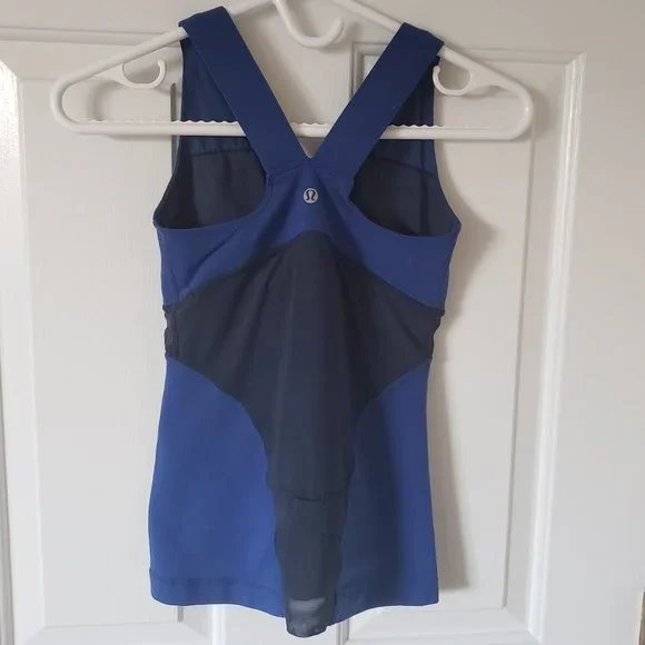 Lululemon Royal Blue Deep V Tank Mesh Back Size 4 - Picture 3 of 8